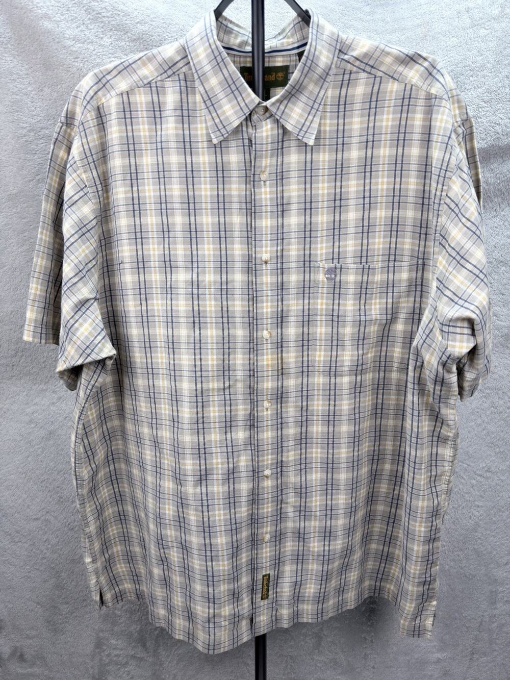 Vintage 90’s Timberland Checkered Cotton Casual Embroidered Logo XL